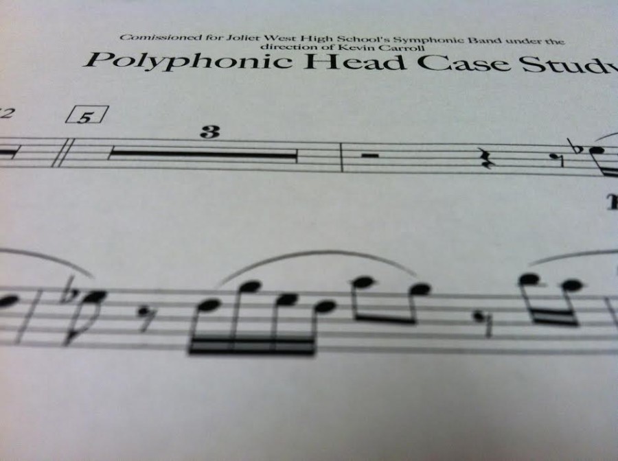 The Joliet West’s Symphonic Band had a peice”Polyphonic Headcase Study” made for them. 