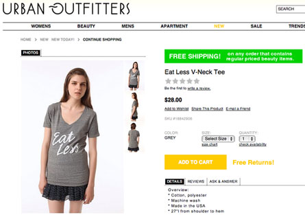 Shirts like this, which have caused people to protest the company, are featured on the Urban Outfitters online website