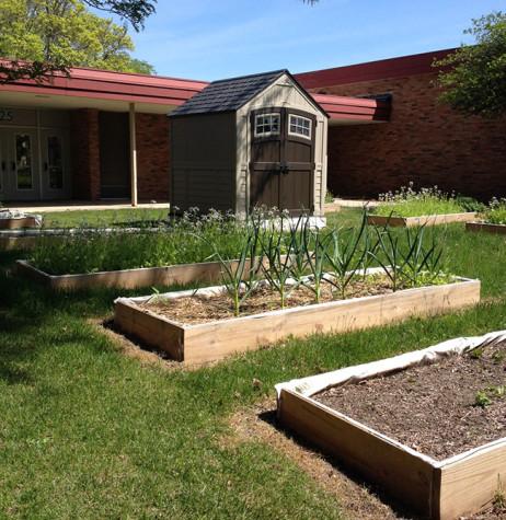 JWHS Gardening Club located outside of the H building foyer