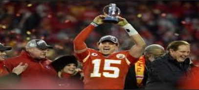 Kansas City Chiefs quarterback celebrating after winning the AFC Champi- onship game. Photo courtsey of google images.