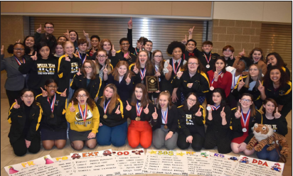 On January 25, the Joliet West Speech team took first place at the Southwest Prairie Conference hosted by Joliet Central. Photo courtesy of Kristin Blake.