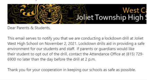 On Friday, October 29th, JTHS informed West campus families and students of a scheduled lockdown drill to take place on November 2. 