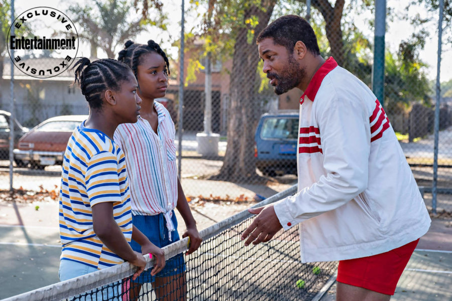 King RIchard stars Will Smith as the father of tennis stars Serena and Venus Williams. Photo courtesy of Entertainment Weekly.