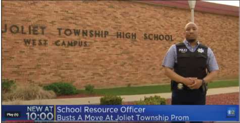 Detective Price poses for CBS2 at Joliet West for his nearly two-minute long segment on Thursday, May 12. Price was interviewed by CBS Chicago’s Jermont Terry.