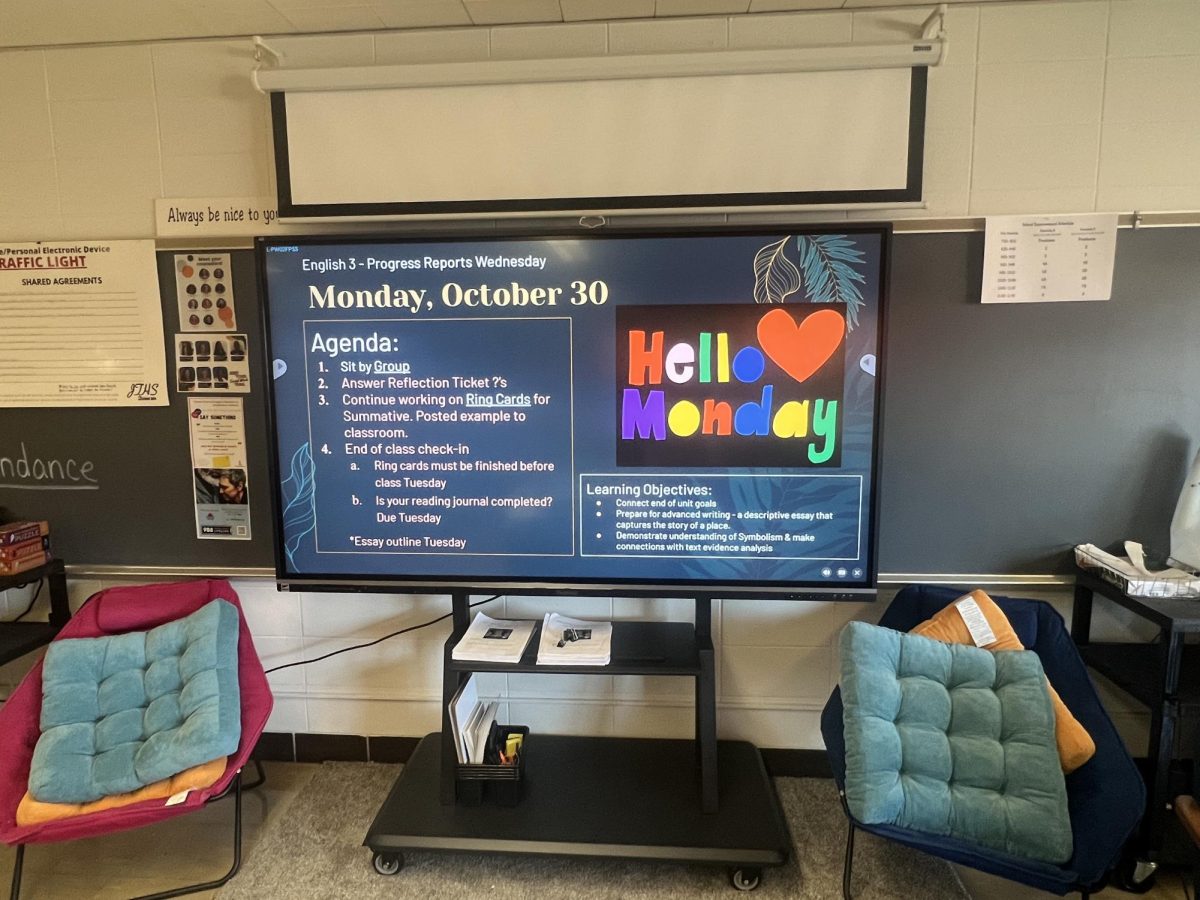Ms. Galloy uses her new Interactive TV/Screen daily. Photo courtesy of Ms. Galloiy
